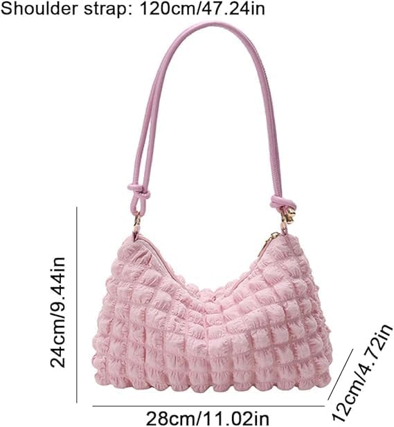 Velmora Pink Puffy Shoulder Bag – Lightweight Nylon Tote for Women