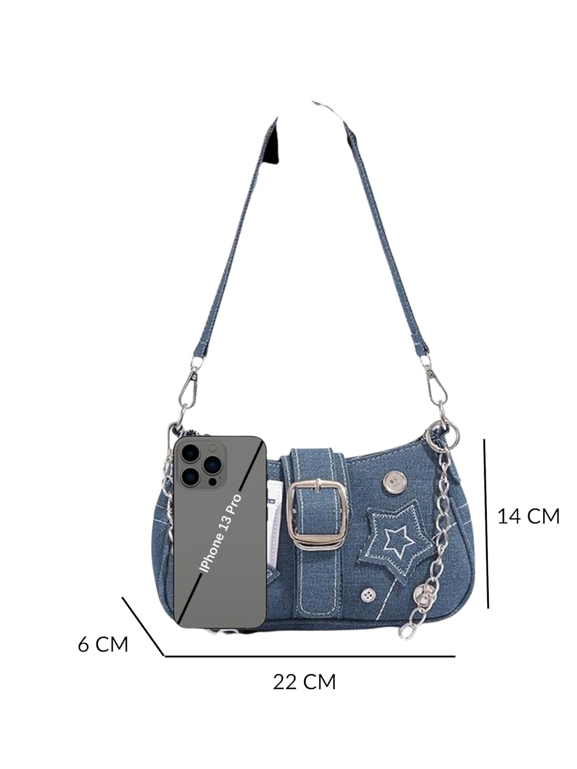 Velmora Denim Sling Bag – Small Stylish Crossbody with Chain Strap