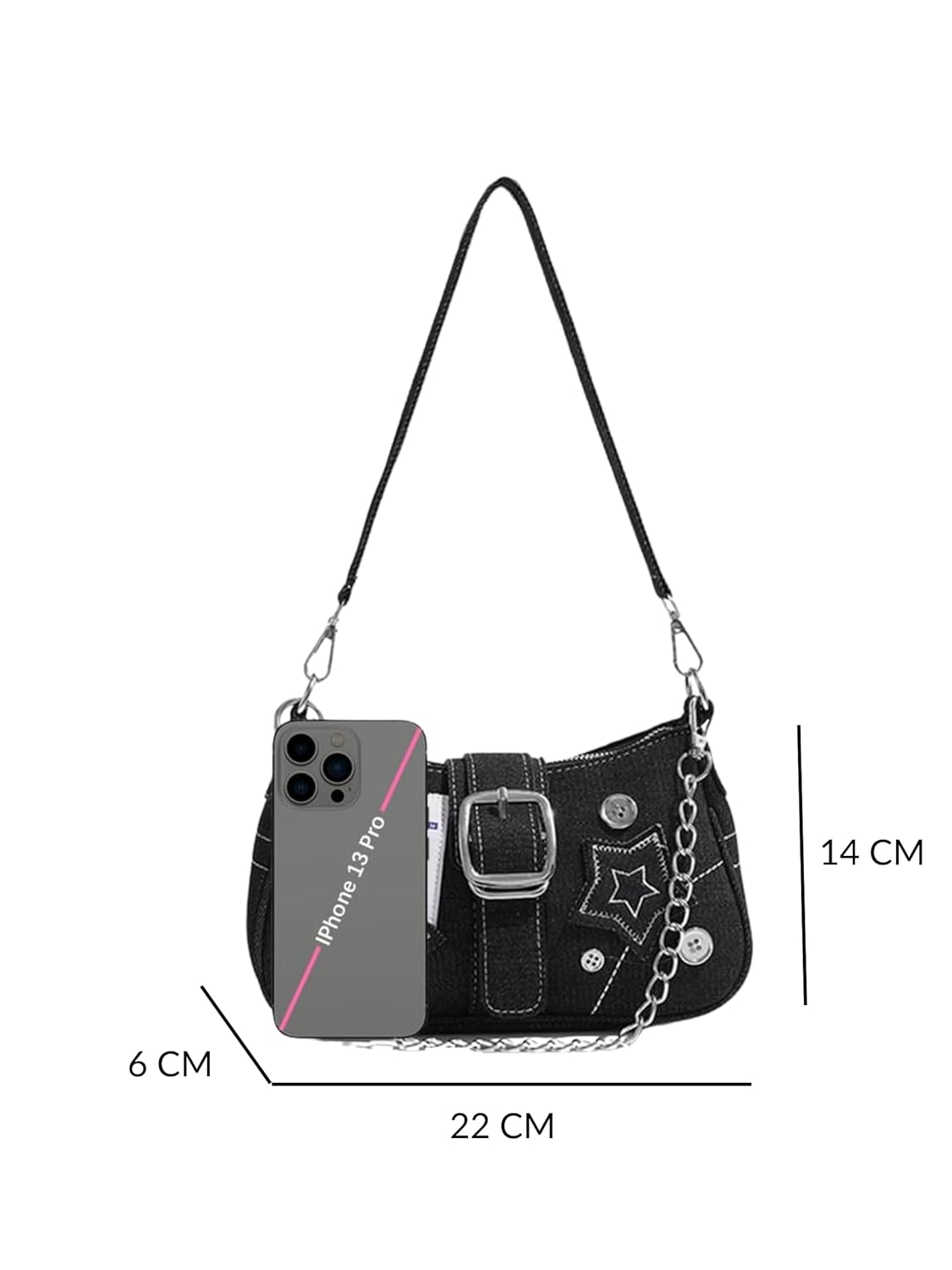 Velmora Denim Sling Bag – Small Stylish Crossbody with Chain Strap