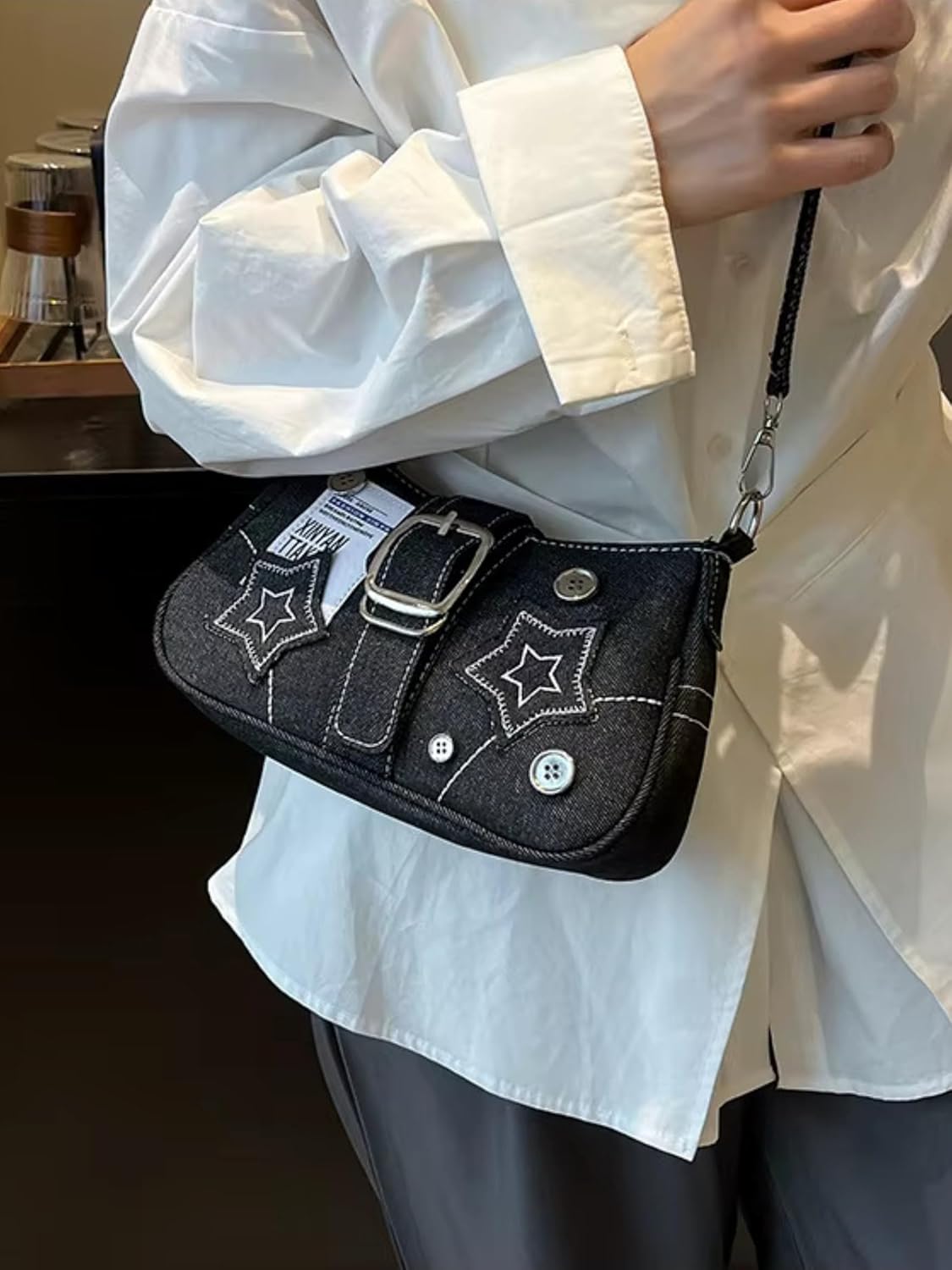 Velmora Denim Sling Bag – Small Stylish Crossbody with Chain Strap