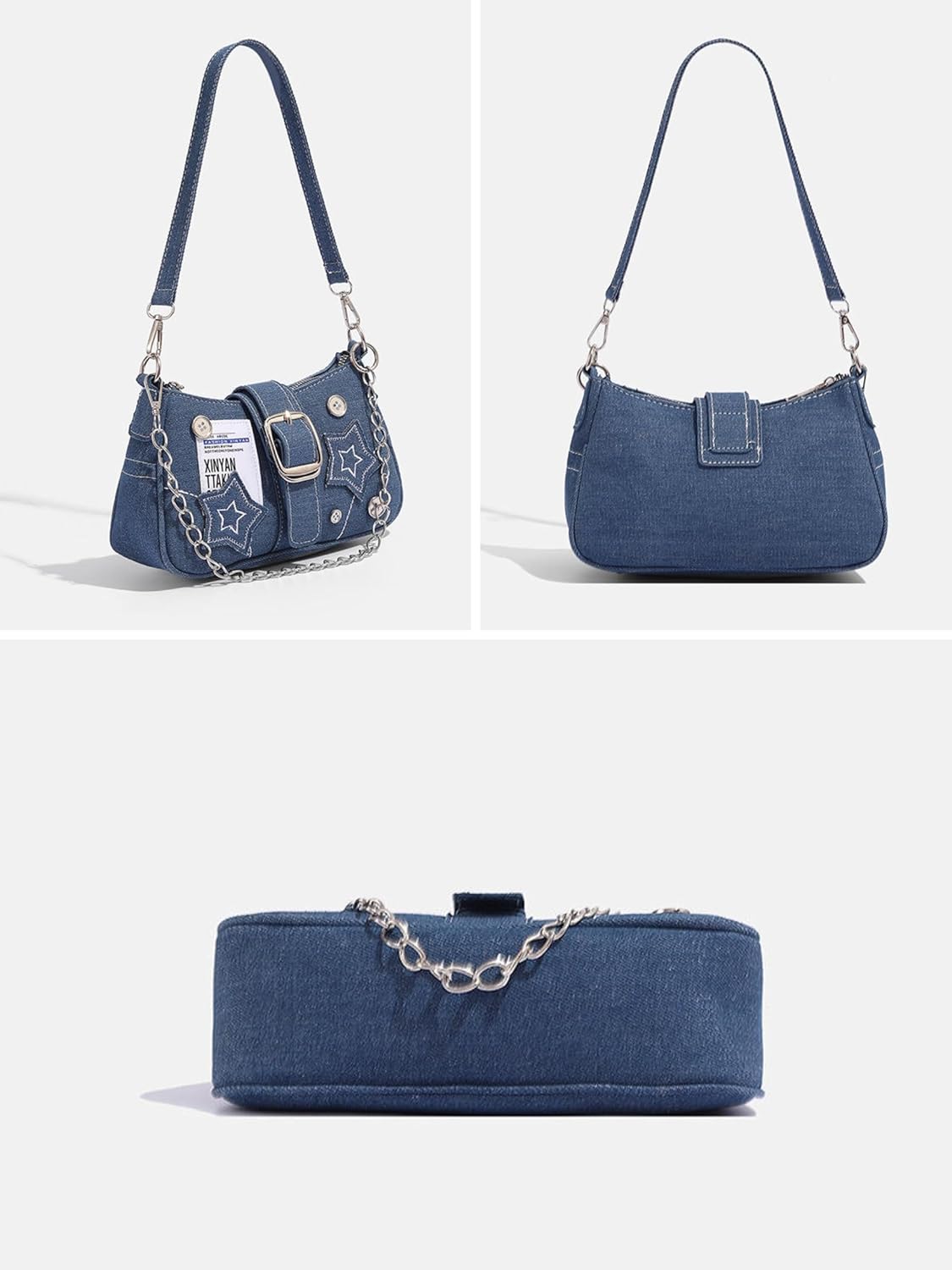 Velmora Denim Sling Bag – Small Stylish Crossbody with Chain Strap
