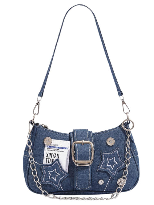 Velmora Denim Sling Bag – Small Stylish Crossbody with Chain Strap