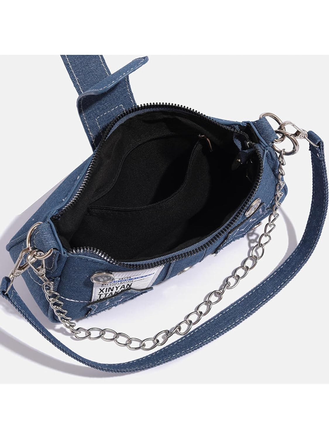 Velmora Denim Sling Bag – Small Stylish Crossbody with Chain Strap