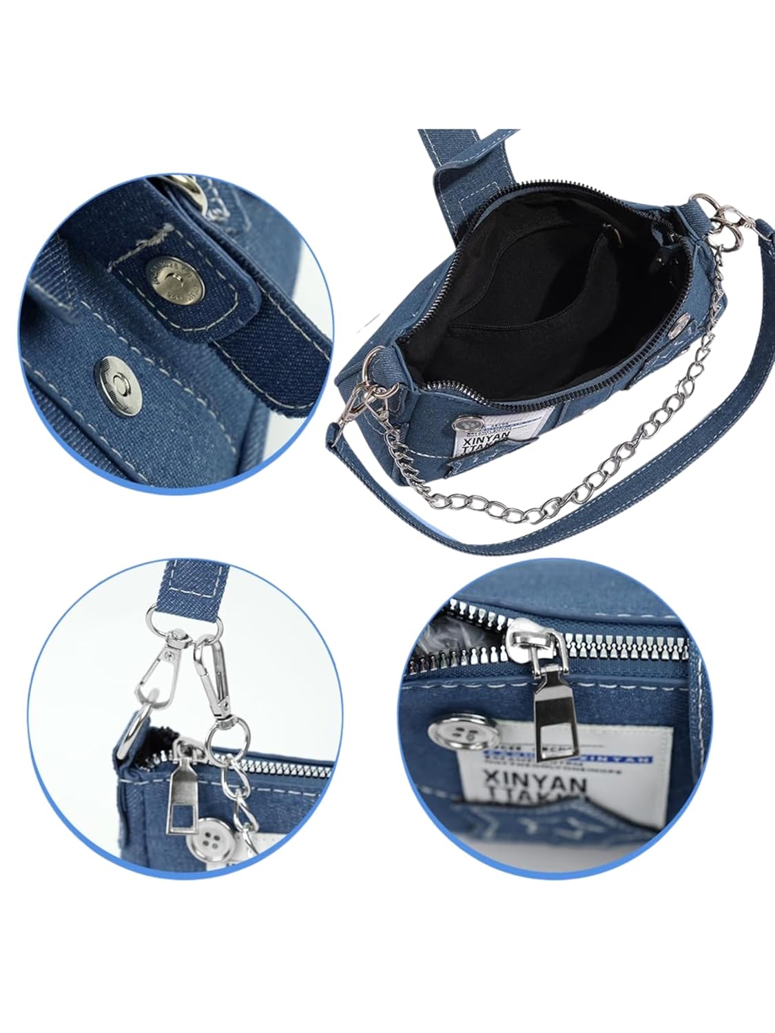 Velmora Denim Sling Bag – Small Stylish Crossbody with Chain Strap